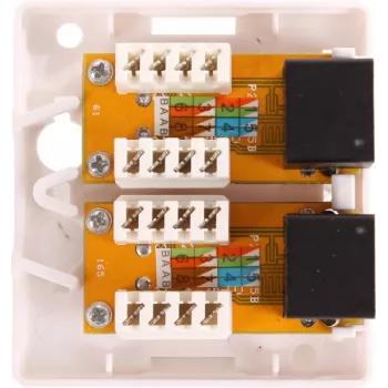 GETFORT GF-2G5EUTP paviršinio montavimo dvigubas RJ45 Cat.5e UTP tinklo lizdas, baltas