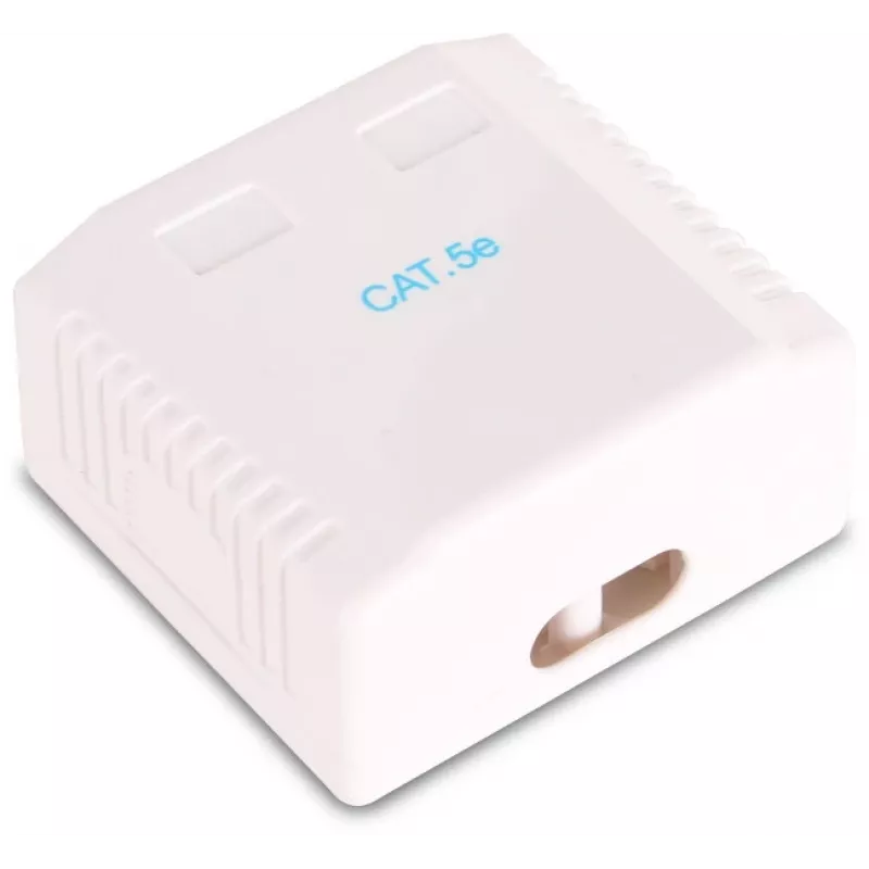 GETFORT GF-2G5EUTP paviršinio montavimo dvigubas RJ45 Cat.5e UTP tinklo lizdas, baltas