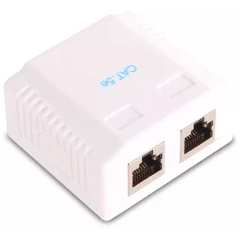 GETFORT GF-2G5EUTP paviršinio montavimo dvigubas RJ45 Cat.5e UTP tinklo lizdas, baltas
