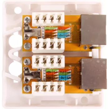 GETFORT GF-2G6FTP ekranuotas montuojamas ant paviršiaus tinklo lizdas, 2x RJ45, Cat6 FTP, baltas