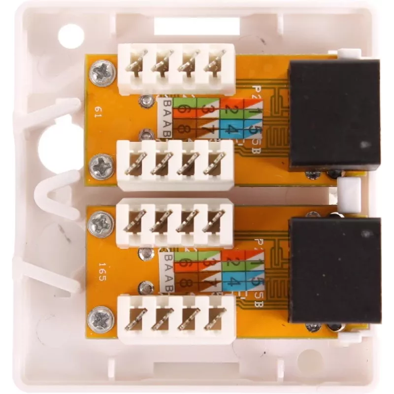 GETFORT GF-2G6UTP paviršinis 2 prievadų RJ45 Cat.6 UTP tinklo lizdas, baltas