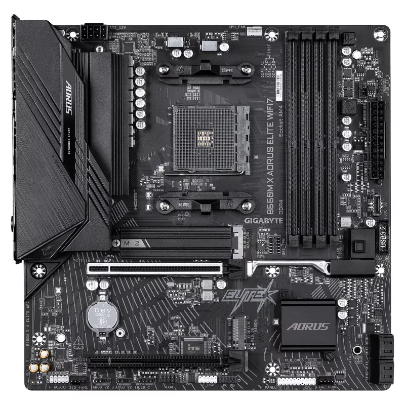 Gigabyte B550M X AORUS ELITE WIFI7 Micro-ATX pagrindinė plokštė (AM4, DDR4, 2x M.2, Wi-Fi 7)