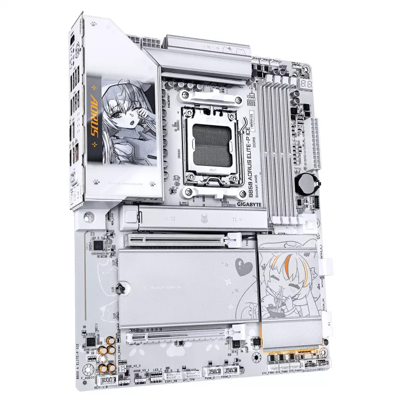 GIGABYTE B850 AORUS ELITE-P ICE AM5 ATX pagrindinė plokštė, 4xDDR5, 4x M.2, HDMI, 5GbE, Wi-Fi 7, balta