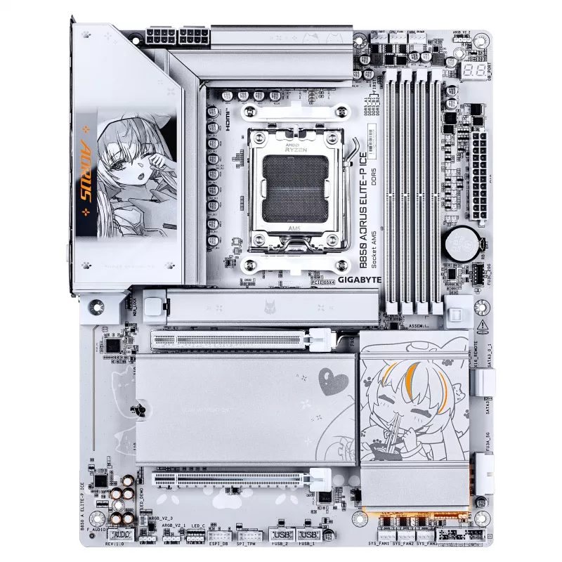 GIGABYTE B850 AORUS ELITE-P ICE AM5 ATX pagrindinė plokštė, 4xDDR5, 4x M.2, HDMI, 5GbE, Wi-Fi 7, balta