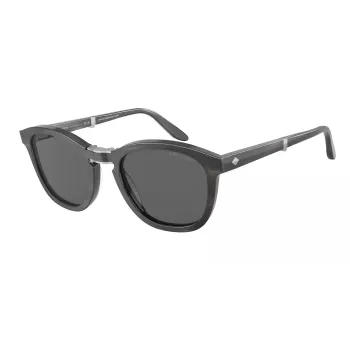 Giorgio Armani vyriški akiniai nuo saulės AR8170-5964B1 Havana acetatiniai kvadratiniai su mėlynais gradientiniais lęšiais