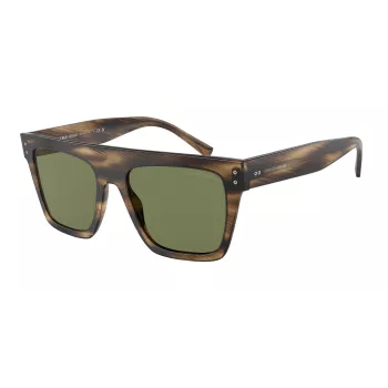 GIORGIO ARMANI Unisex Akiniai AR8177-54092A - Dryžuotas Havana rėmelis, tamsiai žali lęšiai, 52 mm