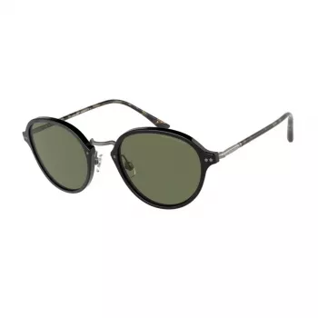 GIORGIO ARMANI Moteriški Akiniai Nuo Saulės AR8139-500131 Juodas Acetato Rėmelis Kvadrato Formos Pilki Lęšiai 51mm