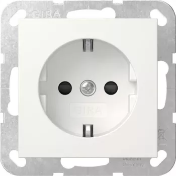 GIRA 418303 SCHUKO lizdas su padidinta apsauga nuo prisilietimo, System 55, baltas blizgus