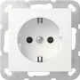 Gira 418327 SCHUKO lizdas su SafetyPlus, varžtiniai gnybtai, System 55, matinis baltas