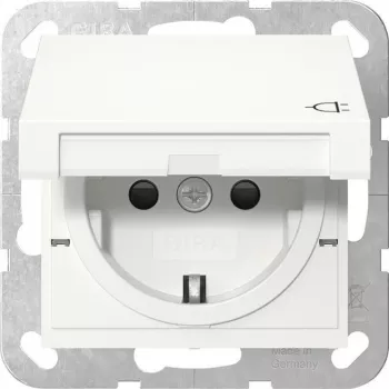 Gira 441427 SCHUKO lizdas su atverčiamu dangteliu, System 55, grynai balta