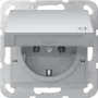 GIRA 445426 SCHUKO lizdas System 55, įleidžiamas, aliuminio spalvos, su atlenkiamu dangteliu, 16 A, 250 V, IP44