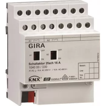 GIRA KNX perjungimo aktorius 2 kanalų 16A DIN bėgiui 104000