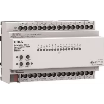 Gira KNX perjungimo ir žaliuzių/užuolaidų pavara 16/8 kanalų 16 A REG Plus su KNX Secure 502800