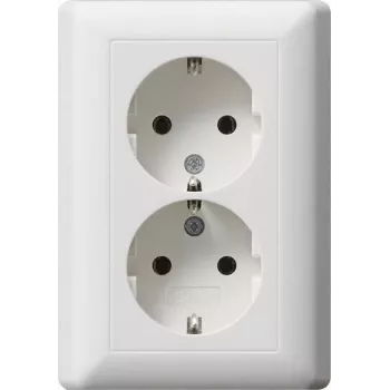 Gira Standard 55 dviguba SCHUKO rozetė, gryna balta matinė (078804)