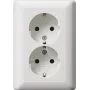 Gira Standard 55 dviguba SCHUKO rozetė, gryna balta matinė (078804)