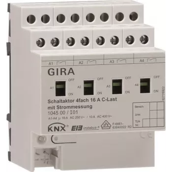 GIRA perjungimo aktuatorius 4 kanalų DIN bėgiui KNX/EIB 16A C apkrovai 104500