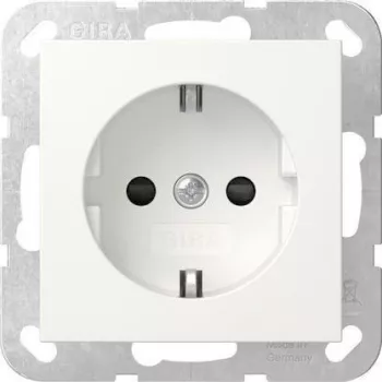 Gira System 55 SCHUKO lizdas, įleidžiamas, matinis baltas, 16 A, 250 V, su padidinta apsauga nuo kontakto 475527