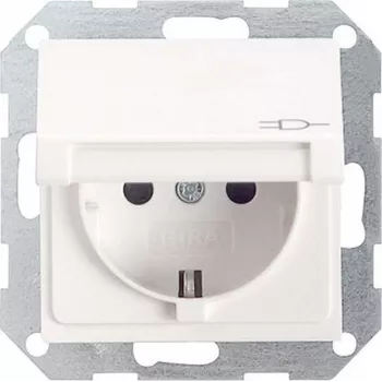 Gira System 55 Schuko kištukinis lizdas su įdėklu, gryna balta blizgi, 16 A, 250 V, varžtiniai gnybtai, įleidžiamas 045403