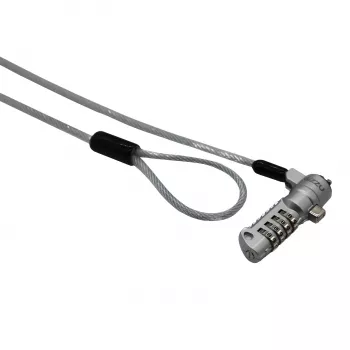 GIZZU 1,8 m Nano kombinacinis fiksavimo kabelis - 4 skaitmenų, perprogramuojamas, pintas plienas, Kensington Nano lizdui (juodas/sidabrinis)