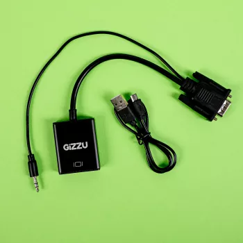 Gizzu 1080P VGA į HDMI adapteris su garsu