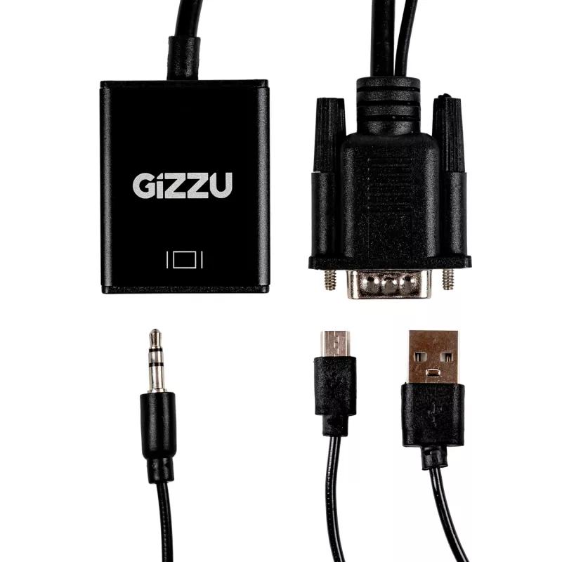 Gizzu 1080P VGA į HDMI adapteris su garsu