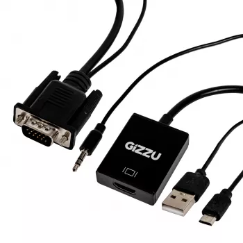 Gizzu 1080P VGA į HDMI adapteris su garsu
