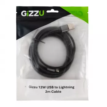 GIZZU 12W USB–Lightning 2 m laidas – MFi sertifikuotas greitas įkrovimas ir sinchronizavimas