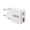 Gizzu 2 prievadų 30W GaN sieninis įkroviklis USB-C PD + USB-A QC baltas