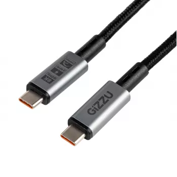 GIZZU 240W 20Gbps USB-C į USB-C pintas kabelis 1m juodas