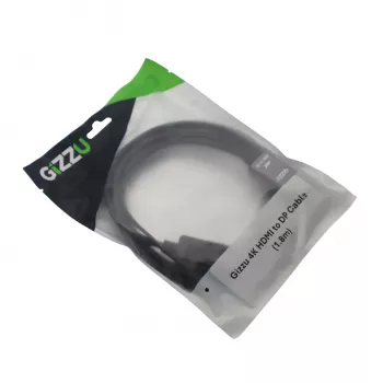Gizzu 4K HDMI į DisplayPort aktyvus keitiklio kabelis 1,8 m juodas
