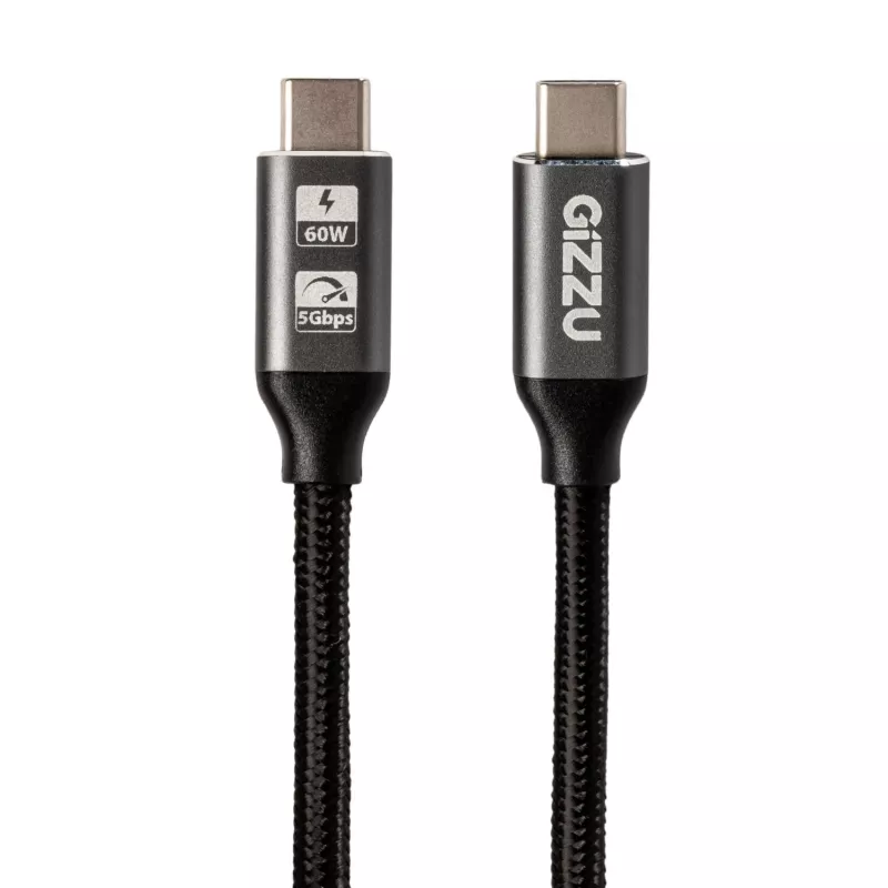 GIZZU 60W 5Gbps USB-C į USB-C laidas 2m juodas