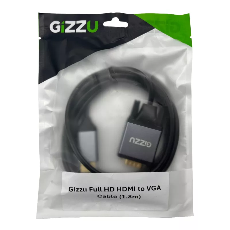 Gizzu Full HD HDMI į VGA kabelis (1,8 m) - juodas
