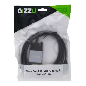 Gizzu Full HD USB-C į VGA adapterio kabelis 1,8 m juodas