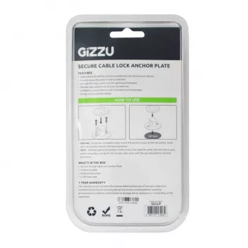 GIZZU Laptop Lock Plate – Universal Security Anchor for Kensington Locks, Adhesive Zinc Alloy, Silver