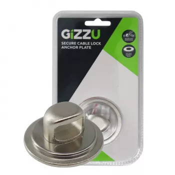 GIZZU Laptop Lock Plate – Universal Security Anchor for Kensington Locks, Adhesive Zinc Alloy, Silver