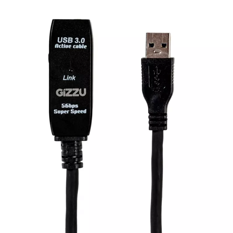 Gizzu USB 3.0 aktyvus prailginimo kabelis 5 m - juoda