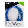 Gizzu USB 3.0 prailginimo laidas 2m – 5Gbps, vyriška į moterišką jungtį, juodas