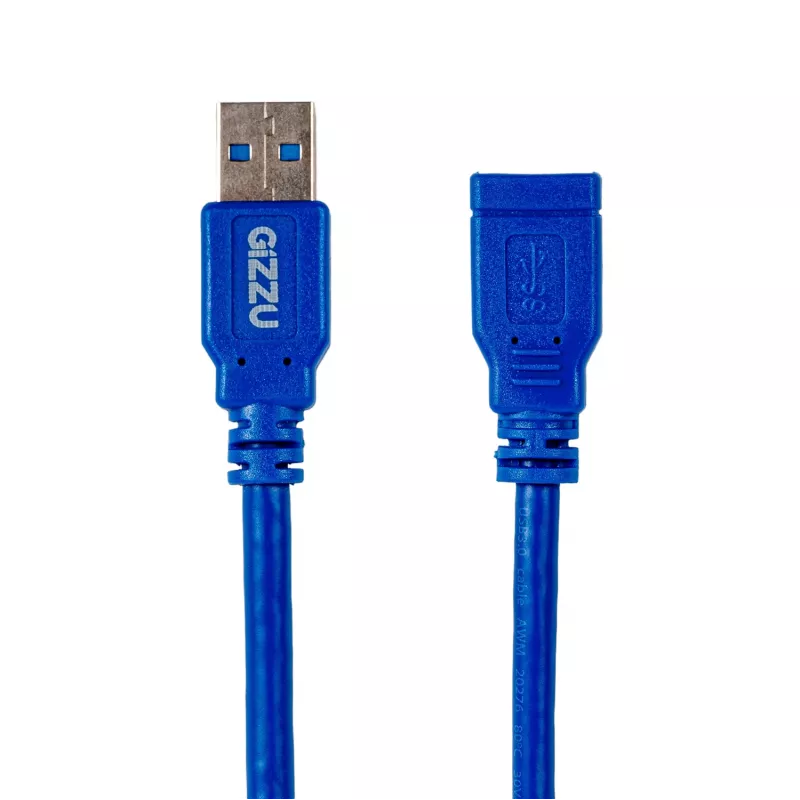 Gizzu USB 3.0 prailginimo laidas 2m – 5Gbps, vyriška į moterišką jungtį, juodas