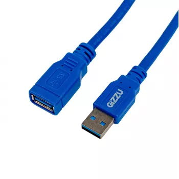 Gizzu USB 3.0 prailginimo laidas 2m – 5Gbps, vyriška į moterišką jungtį, juodas