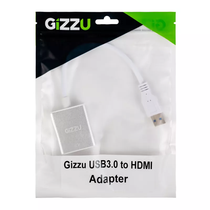 Gizzu USB 3.0 į HDMI adapteris - Full HD 1080p vaizdo išvestis, juodos spalvos