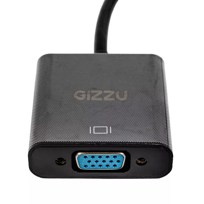 Gizzu USB 3.0 į VGA adapteris – Full HD 1080p išorinis vaizdo keitiklis, USB-A vyriškas į VGA moterišką, maitinamas iš USB, juodos spalvos