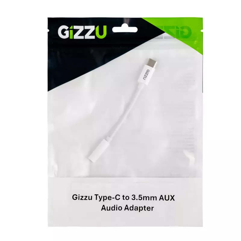 Gizzu USB Type-C į 3,5 mm AUX garso adapteris – baltas
