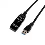 Gizzu USB3.0 Active Extension Cable 10m – 5Gbps SuperSpeed kartotuvas su signalo stiprintuvu, USB-A patinas į patelę, maitinamas iš magistralės su papildomu DC prievadu, juoda