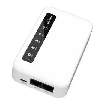 GL.iNet Puli 4G LTE nešiojamas maršrutizatorius su 5000mAh baterija, OpenWrt, VPN, Wi-Fi 4, 2x Ethernet, USB, MicroSD, juodas