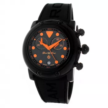 GLAM ROCK GR61114 Moteriškas kvarcinis analoginis laikrodis 46 mm nerūdijančio plieno korpusas, juodas ciferblatas, odinis dirželis