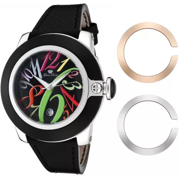 GLAM ROCK Moteriškas Laikrodis GR32018 Miami Collection 44mm Šveicariškas Kvarcinis Nerūdijantis Plienas Oda Juodas