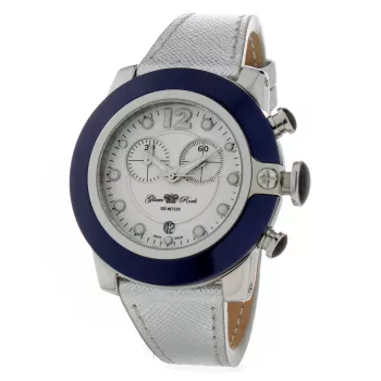 GLAM ROCK Moteriškas laikrodis GR32116 (44 mm) – Šveicariškas kvarcinis, nerūdijantis plienas, juodas silikoninis dirželis