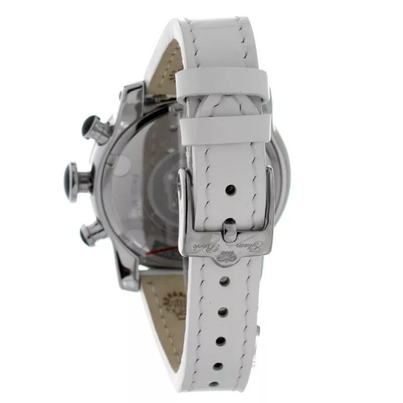 GLAM ROCK Moteriškas Laikrodis GR32153 44mm Šveicariškas Kvarcinis Baltas Perlamutro Ciferblatas Balta Odinė Apyrankė