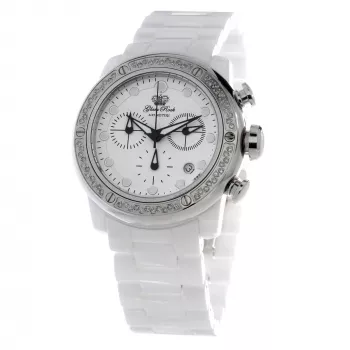 GLAM ROCK Moteriškas Laikrodis GR50116D (42mm) – Šveicariškas kvarcinis, baltas perlamutrinis ciferblatas, balta silikoninė juosta