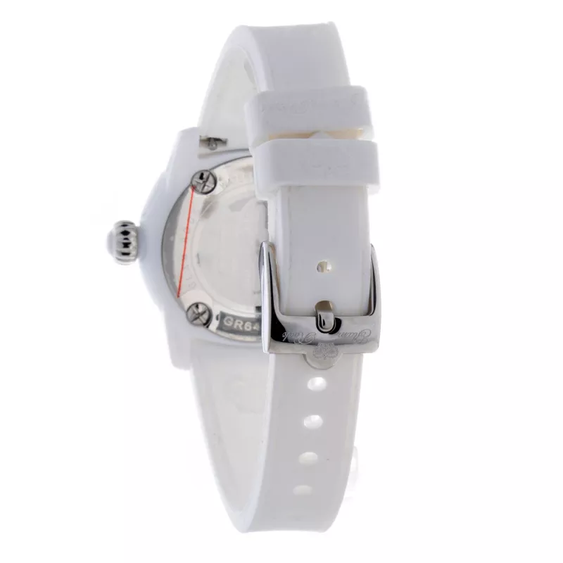 Glam Rock moteriškas laikrodis GR64005 (40 mm) – šveicariškas kvarcinis, baltas keraminis rėmelis, silikoninė apyrankė